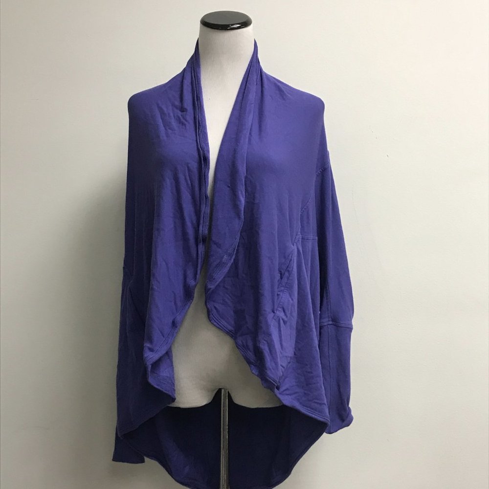 Lululemon purple drape cotton warm up sweater jacket pockets 2